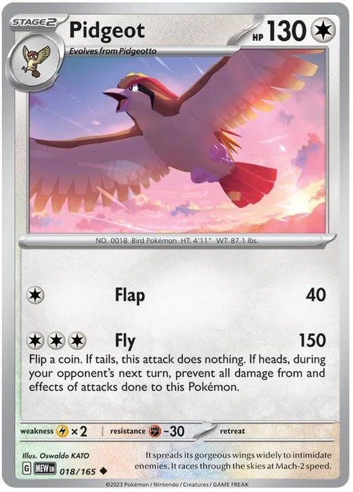 Pidgeot 018/165 Uncommon Pokemon Card (Pokemon SV 151)