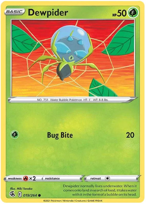 Dewpider 019/264 Common Reverse Holo Pokemon Card (SWSH Fusion Strike)