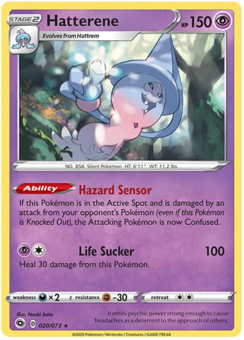 Hatterene 020/073 Rare Holo Pokemon Card (Champions Path)