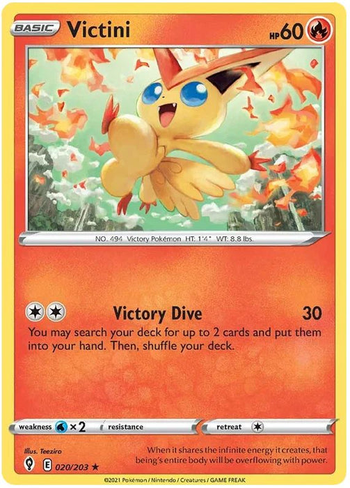 Victini 020/203 Rare Holo Pokemon Card (SWSH Evolving Skies)