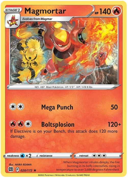 Magmortar 020/172 Rare Pokemon Card (SWSH Brilliant Stars)