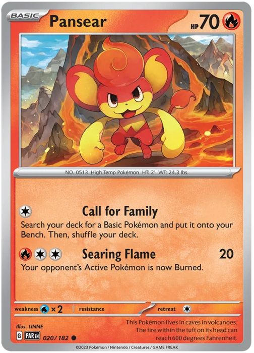 Pansear 020/182 Common Pokemon Card (SV04 Paradox Rift)