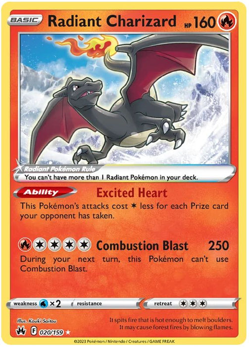 Radiant Charizard 020/159 Rare Radiant Pokemon Card (SWSH Crown Zenith)