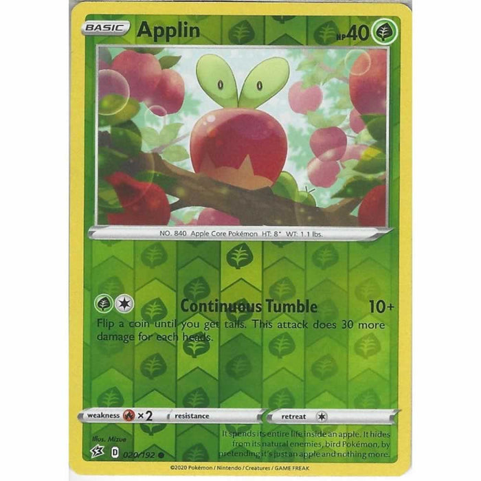 Applin 020/192 Common Reverse Holo Pokemon Card (SWSH Rebel Clash)