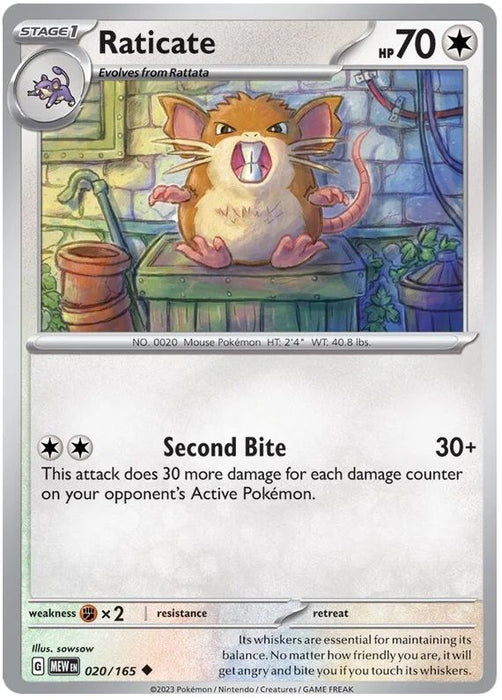 Raticate 020/165 Uncommon Pokemon Card (Pokemon SV 151)