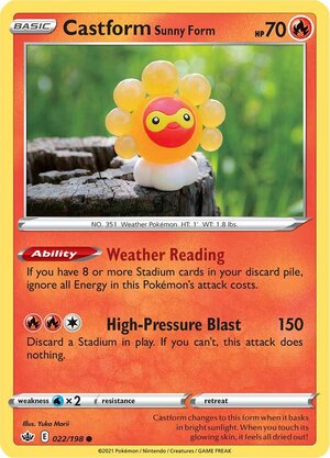 Castform Sunny Form 022/198 Common Pokemon Card (SWSH Chilling Reign)