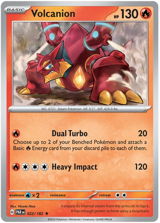 Volcanion 022/182 Rare Pokemon Card (SV04 Paradox Rift)