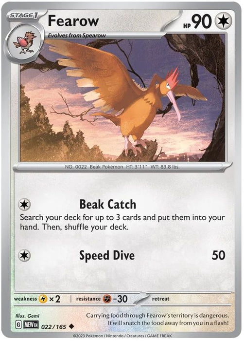 Fearow 022/165 Uncommon Pokemon Card (Pokemon SV 151)