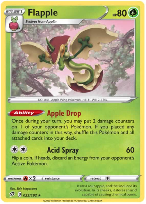 Flapple 022/192 Rare Holo Pokemon Card (SWSH Rebel Clash)