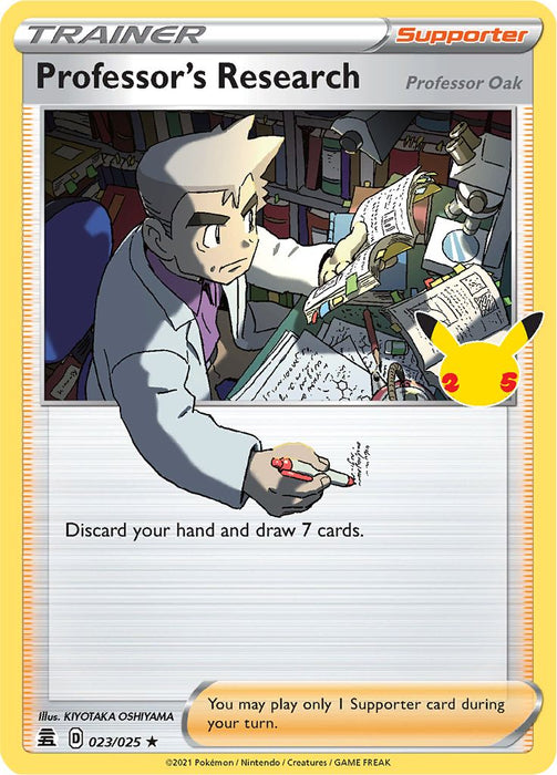 Professor's Research 023/025 Rare Holo Pokemon Card (Celebrations 25th Anniversary)