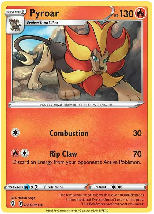 Pyroar 023/203 Uncommon Pokemon Card (SWSH Evolving Skies)