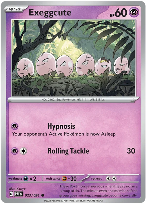 Exeggcute 023/091 Common Reverse Holo Pokemon Card (SV 4.5 Paldean Fates)