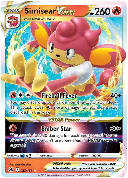 Simisear VSTAR 023/159 Rare VSTAR Pokemon Card (SWSH Crown Zenith)