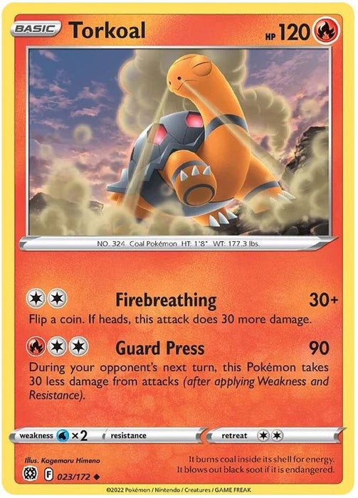 Torkoal 023/172 Uncommon Pokemon Card (SWSH Brilliant Stars)