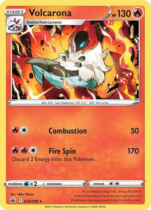 Volcarona 024/198 Rare Reverse Holo Pokemon Card (SWSH Chilling Reign)