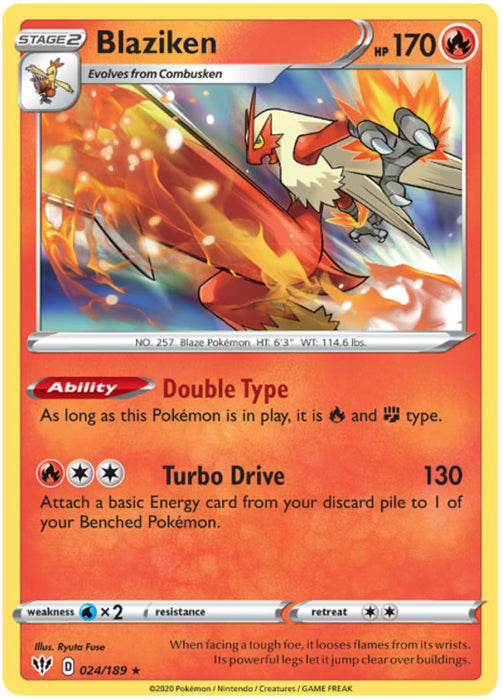 Blaziken 024/189 Rare Holo Pokemon Card (Darkness Ablaze)