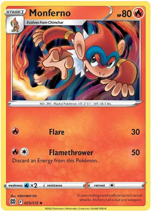 Monferno 025/172 Uncommon Pokemon Card (SWSH Brilliant Stars)