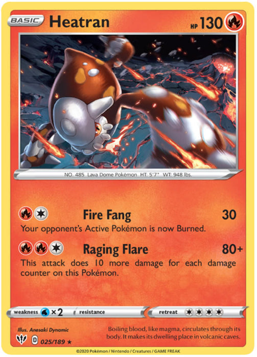 Heatran 025/189 Rare Holo Pokemon Card (Darkness Ablaze)