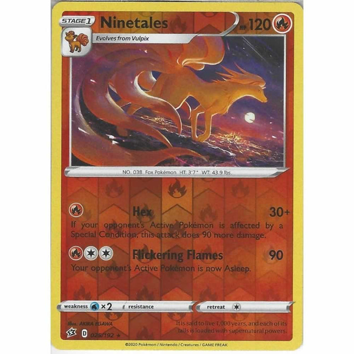 Ninetales 025/192 Rare Reverse Holo Pokemon Card (SWSH Rebel Clash)