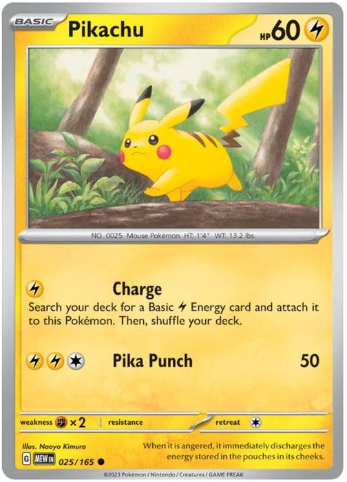 Pikachu 025/165 Common Pokemon Card (Pokemon SV 151)