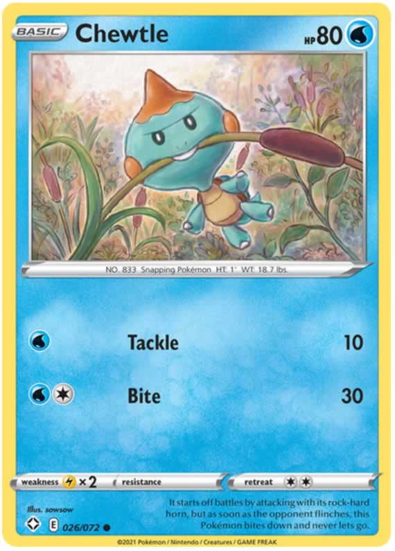 Chewtle 026/072 Common Pokemon Card (Shining Fates) — Titan Cards Ltd
