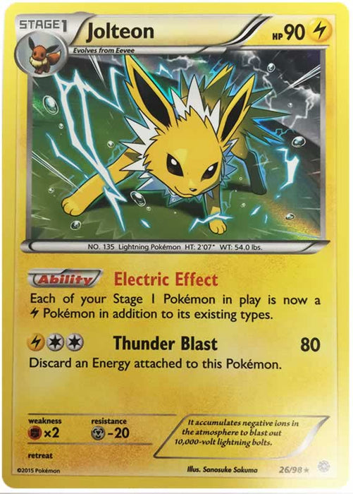 Jolteon 26/98 Rare Holo Pokemon Card (XY Ancient Origins)