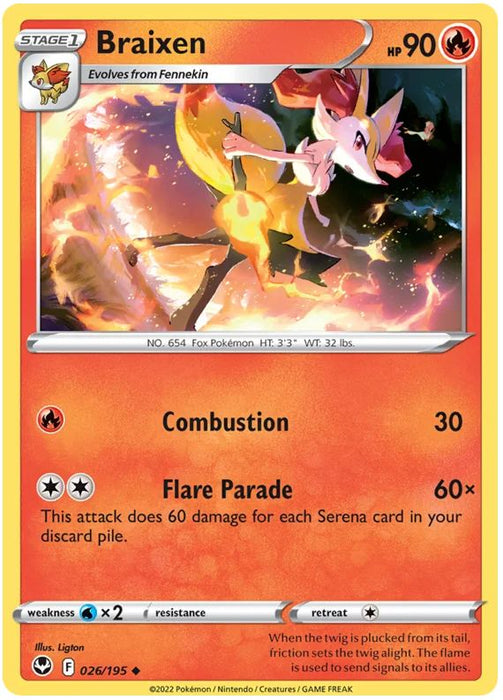 Braixen 026/195 Uncommon Pokemon Card (SWSH Silver Tempest)