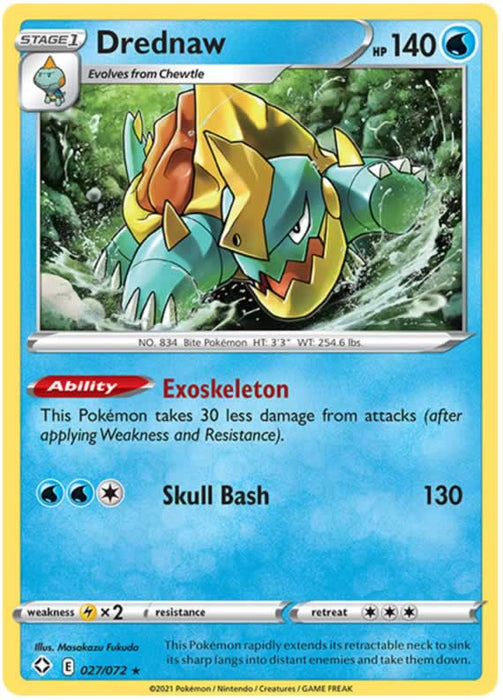 Drednaw 027/072 Rare Pokemon Card (Shining Fates)