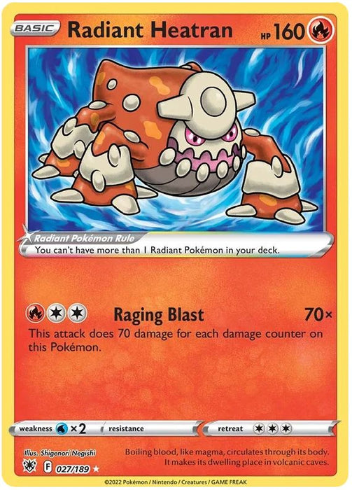 Radiant Heatran 027/189 Rare Radiant Pokemon Card (SWSH Astral Radiance)