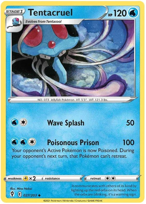 Tentacruel 027/203 Uncommon Pokemon Card (SWSH Evolving Skies)