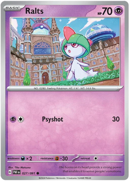 Ralts 027/091 Common Pokemon Card (SV 4.5 Paldean Fates)