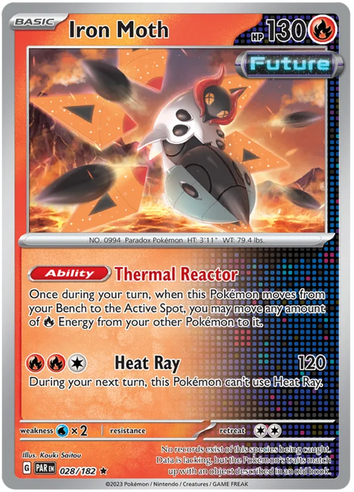 Iron Moth 028/182 Rare Pokemon Card (SV04 Paradox Rift)