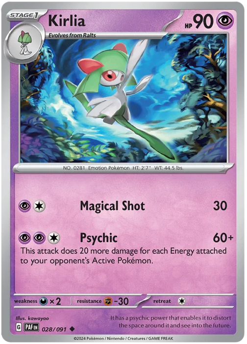 Kirlia 028/091 Common Pokemon Card (SV 4.5 Paldean Fates)