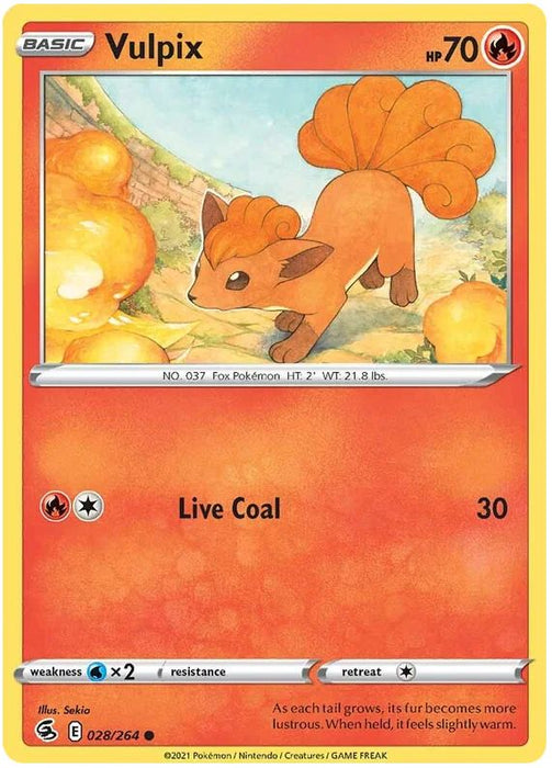 Vulpix 028/264 Common Reverse Holo Pokemon Card (SWSH Fusion Strike)