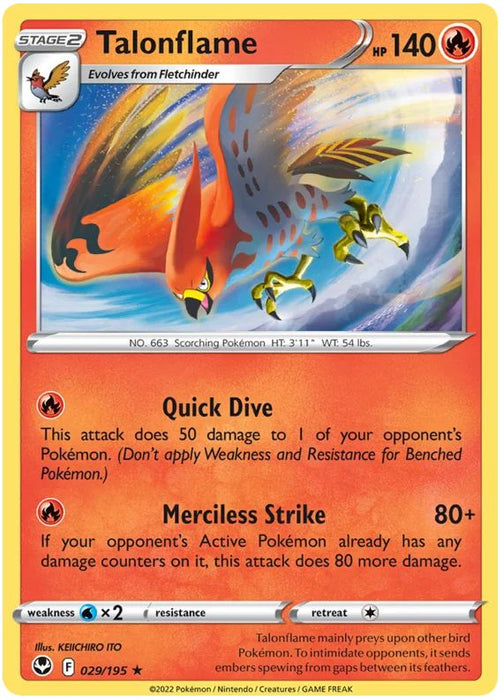 Talonflame 029/195 Rare Pokemon Card (SWSH Silver Tempest)