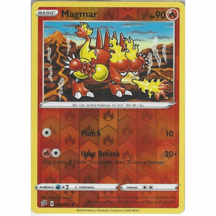 Magmar 029/192 Common Reverse Holo Pokemon Card (SWSH Rebel Clash)