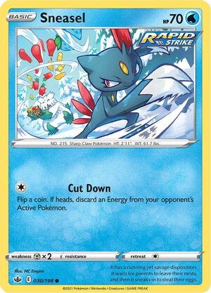 Sneasel 030/198 Common Reverse Holo Pokemon Card (SWSH Chilling Reign)