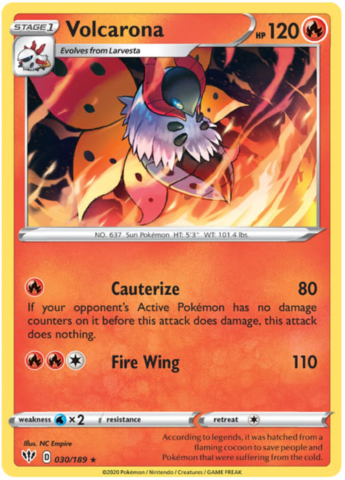 Volcarona 030/189 Rare Pokemon Card (Darkness Ablaze)