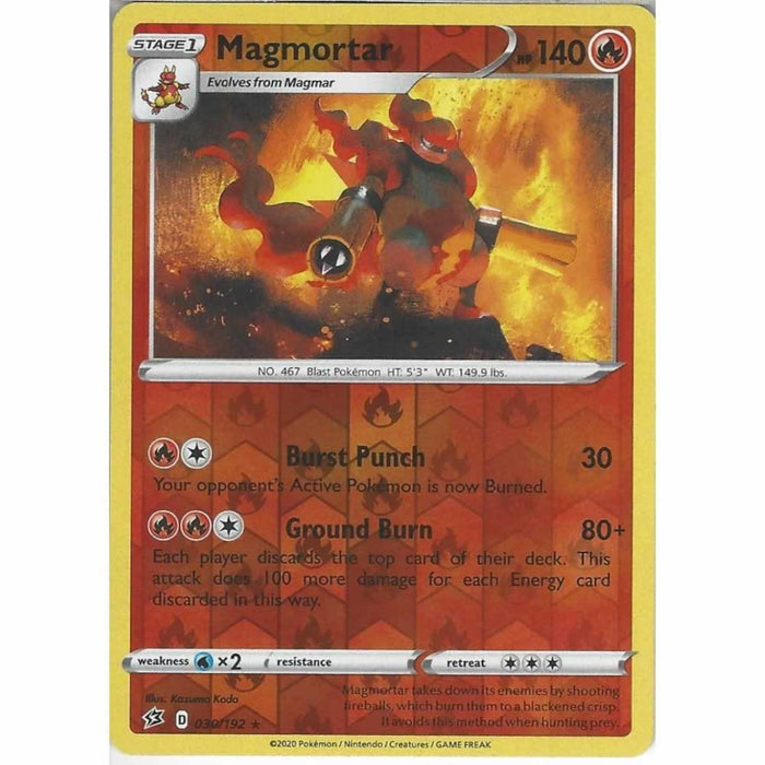 Magmortar 030/192 Rare Reverse Holo Pokemon Card (SWSH Rebel Clash)