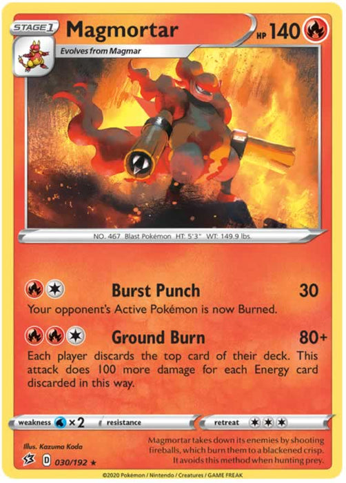 Magmortar 030/192 Rare Pokemon Card (SWSH Rebel Clash)