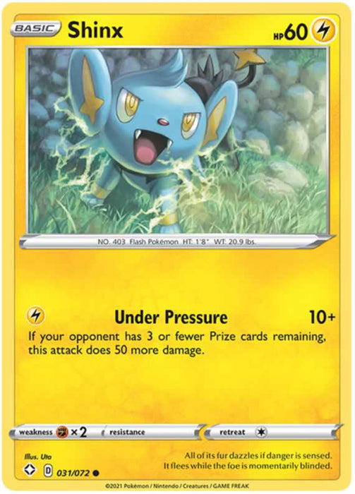 Shinx 031/072 Common Reverse Holo Pokemon Card (Shining Fates)