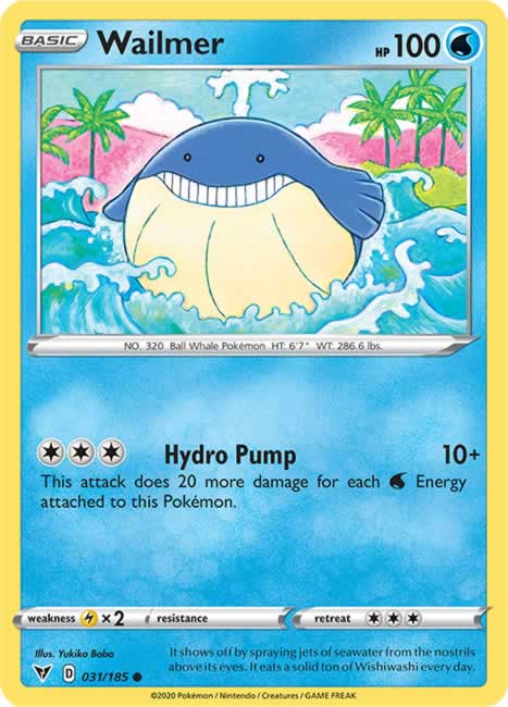 Wailmer 031/185 Common Pokemon Card (SWSH04 Vivid Voltage)