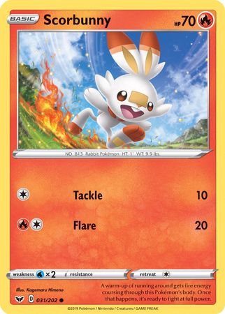 Scorbunny 031/202 Holo Alt Art Pokemon Card (Sword & Shield)