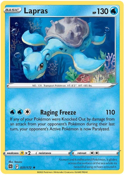 Lapras 031/172 Rare Pokemon Card (SWSH Brilliant Stars)