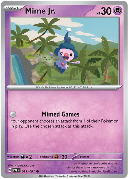 Mime Jr. 031/091 Common Reverse Holo Pokemon Card (SV 4.5 Paldean Fates)