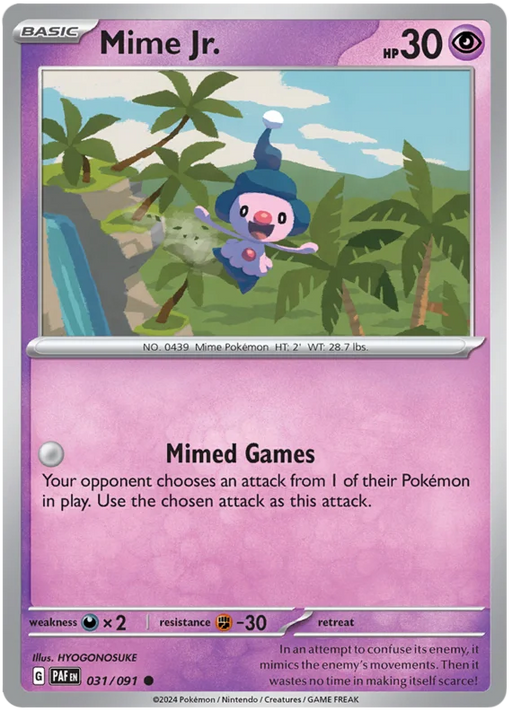 Mime Jr. 031/091 Common Reverse Holo Pokemon Card (SV 4.5 Paldean Fates)