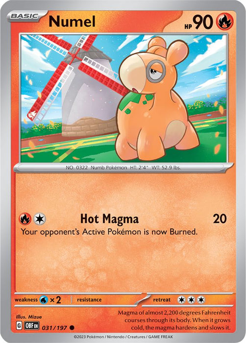 Numel 031/197 Common Reverse Holo Pokemon Card (SV Obsidian Flames)