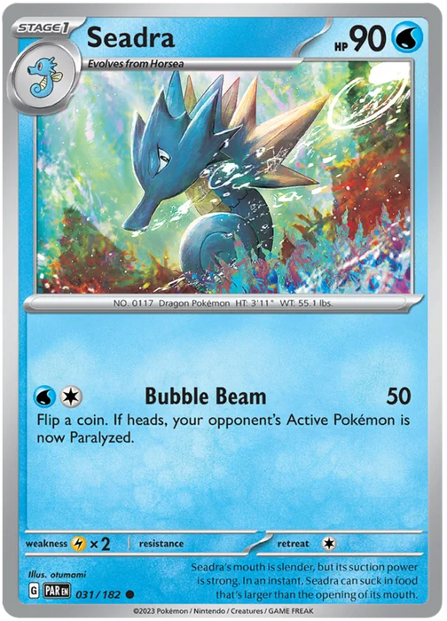 Seadra 031/182 Common Reverse Holo Pokemon Card (SV04 Paradox Rift)