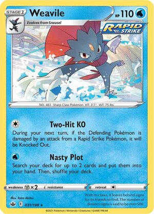 Weavile 031/198 Rare Holo Pokemon Card (SWSH Chilling Reign)