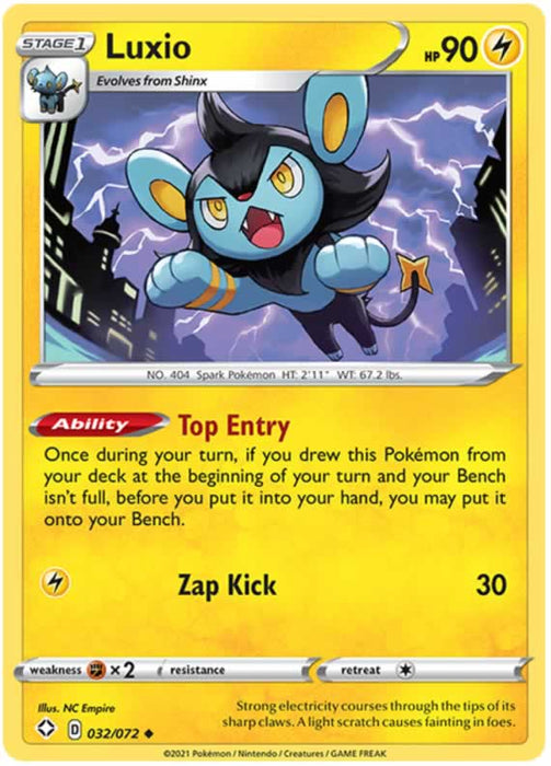 Luxio 032/072 Uncommon Reverse Holo Pokemon Card (Shining Fates)